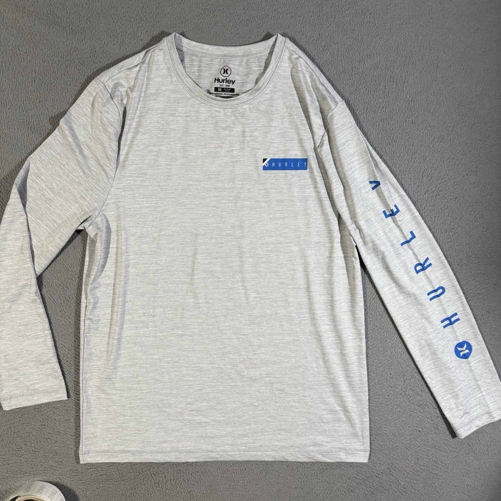 Hurley Long Sleeve Athletic Performance Shirt Outdoor Gray Blue Men's Medium